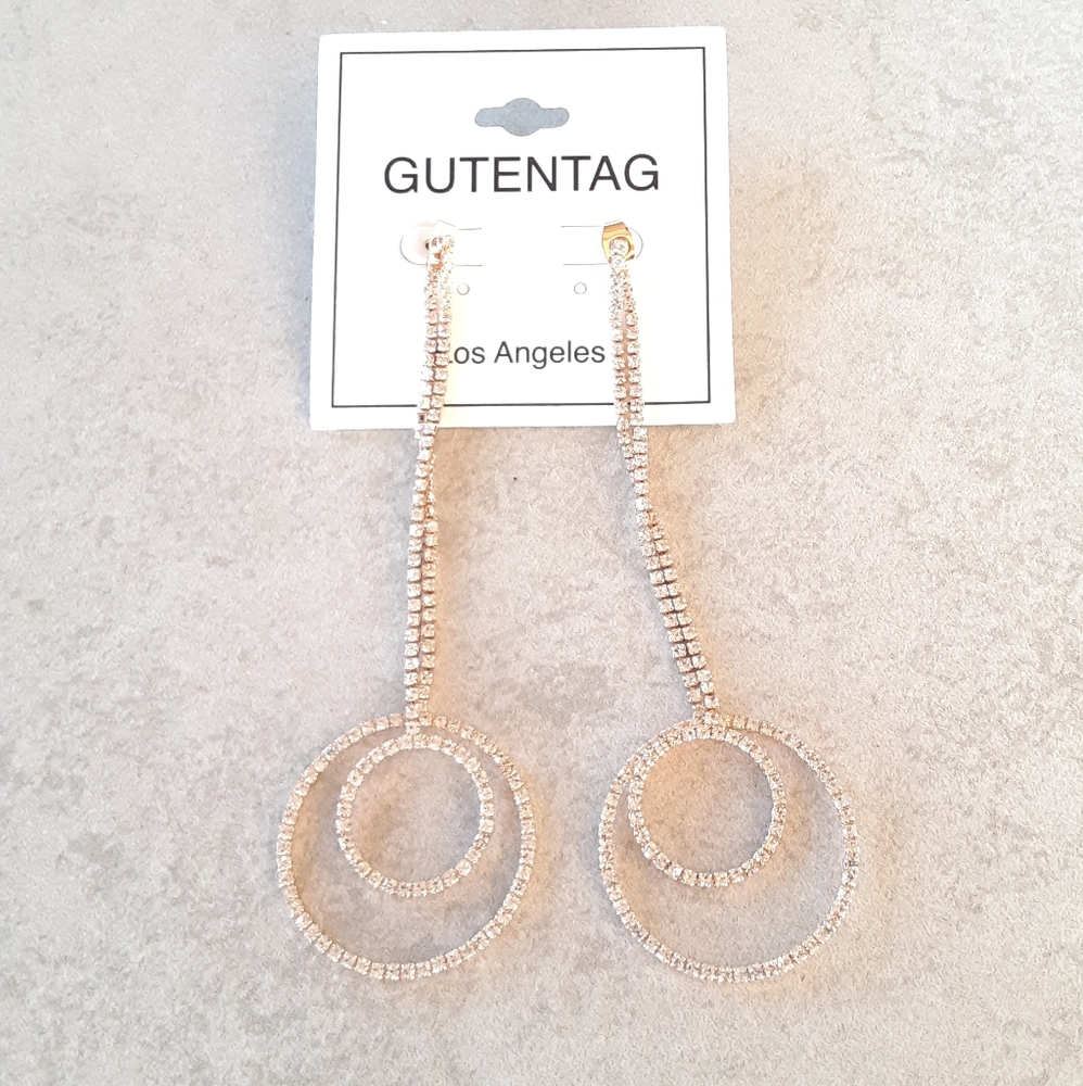 Long Suspended Double Circle Earrings